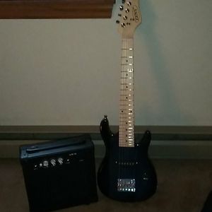 31 inch navy blue zeny beginners guitar and amp